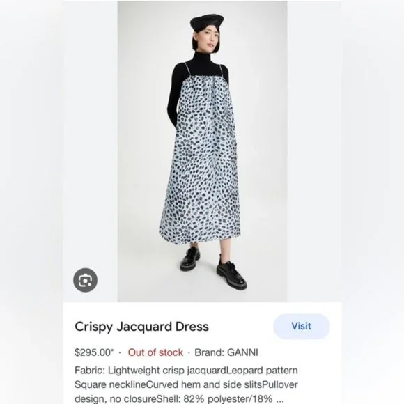 NWT GANNI leopard jacquard dress Size 42 - Picture 4 of 12